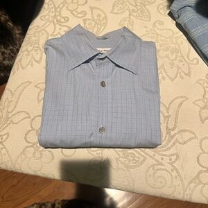 Calvin Klein Light Blue Grid Dress Shirt